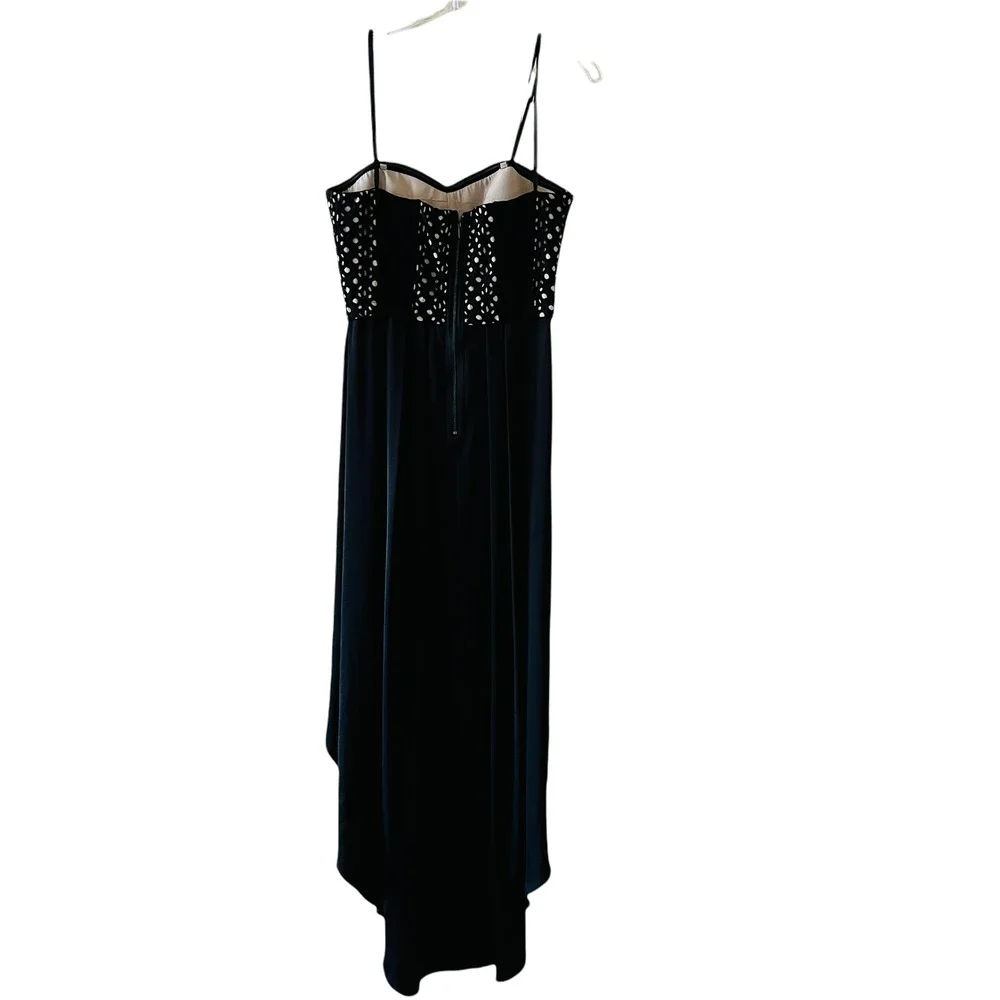Bcbgmaxazria Tess Black Eyelet Bodice High Low Dress Size 4 Brand New - Picture 3 of 13